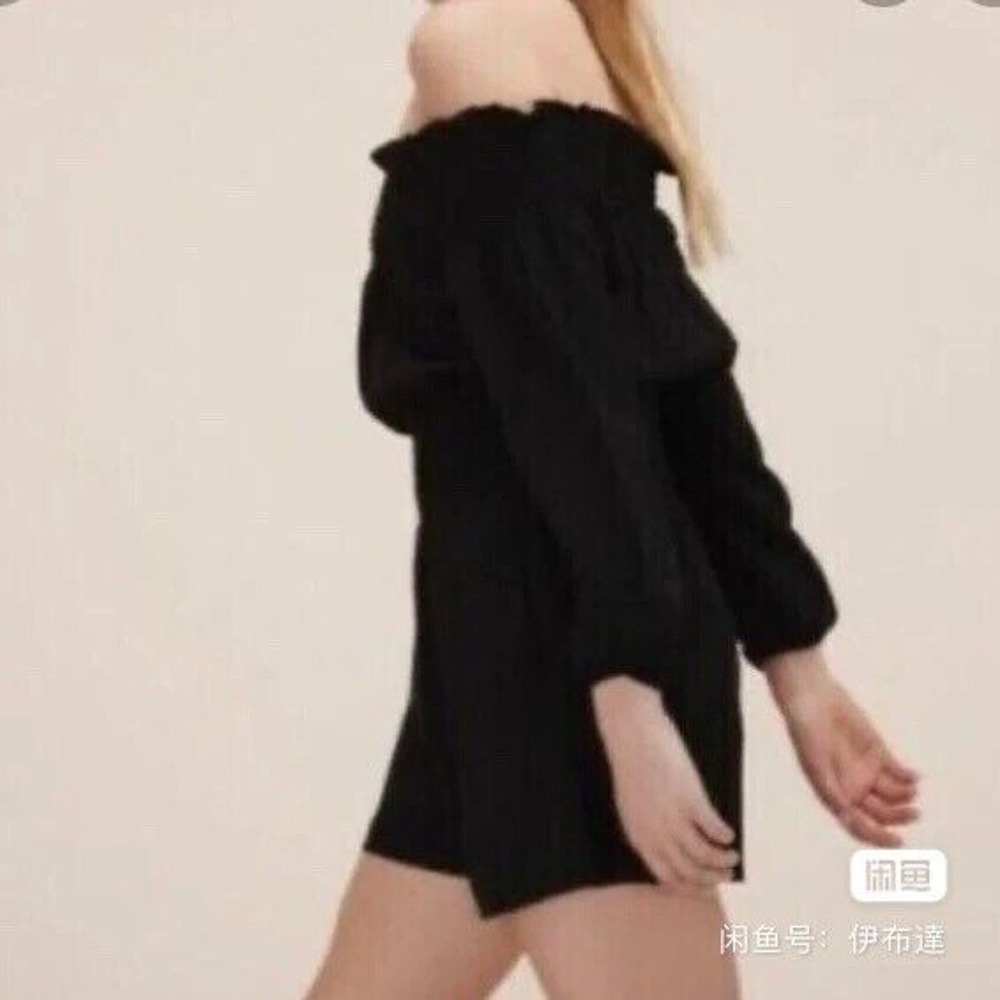 Maje Ilanda Off Shoulder Linen Smocked Long Sleeve Romper Size 2